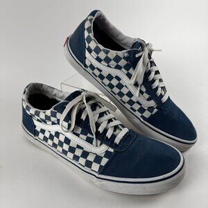 Vans Ward Old Skool Checkerboard Sailor Blue  White Skate Lace Shoes Men's 13